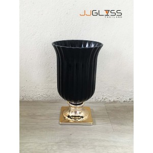 BLACK-H1337-25TLYP - Black Handmade Colour Vase